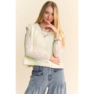 NWT Davi & Dani Oversized 3XL Solid Color Knit Sweater Vest in Cream Beige